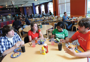 Students in the dining facilities